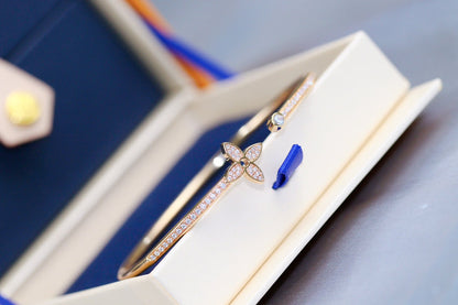 [Mystic Crown]IDYLLE PINK GOLD OPEN BRACELET DIAMOND PAVED