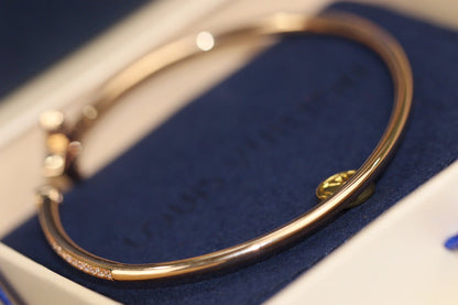 [Mystic Crown]IDYLLE PINK GOLD OPEN BRACELET DIAMOND PAVED