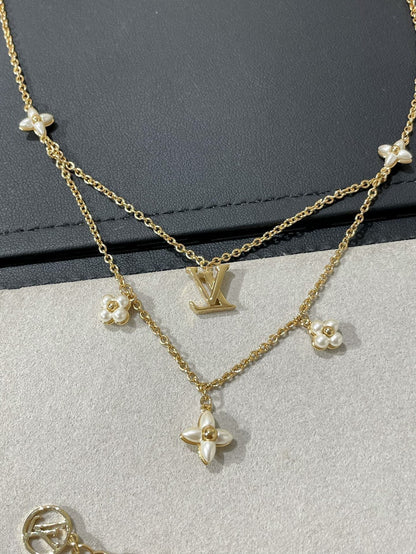 [Mystic Crown]FLOWERGRAM GOLD MOP DOUBLE ROW NECKLACE