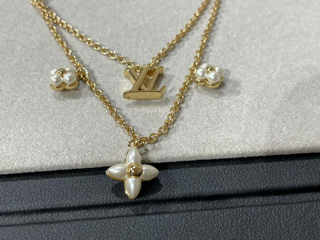 [Mystic Crown]FLOWERGRAM GOLD MOP DOUBLE ROW NECKLACE