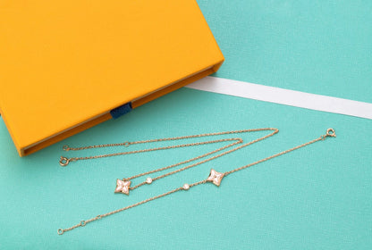 [Mystic Crown]STAR PINK MOP 1 DIAMOND PINK GOLD NECKLACE