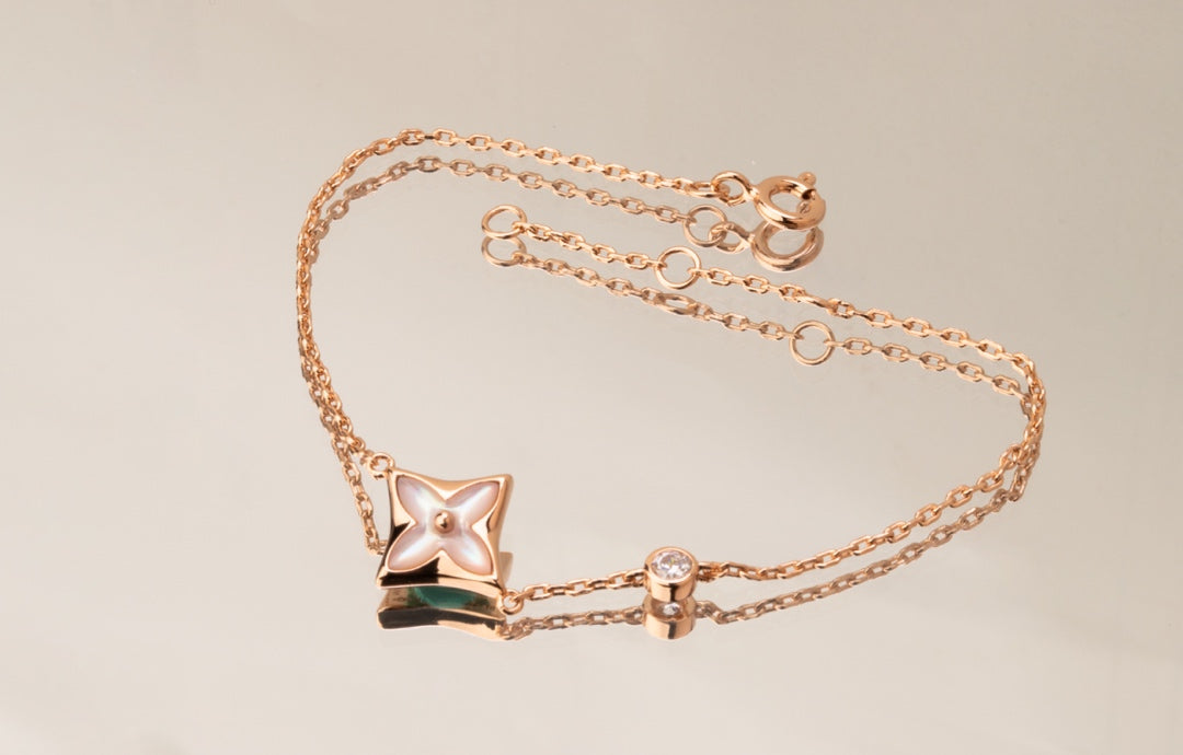 [Mystic Crown]STAR PINK MOP 1 DIAMOND PINK GOLD NECKLACE