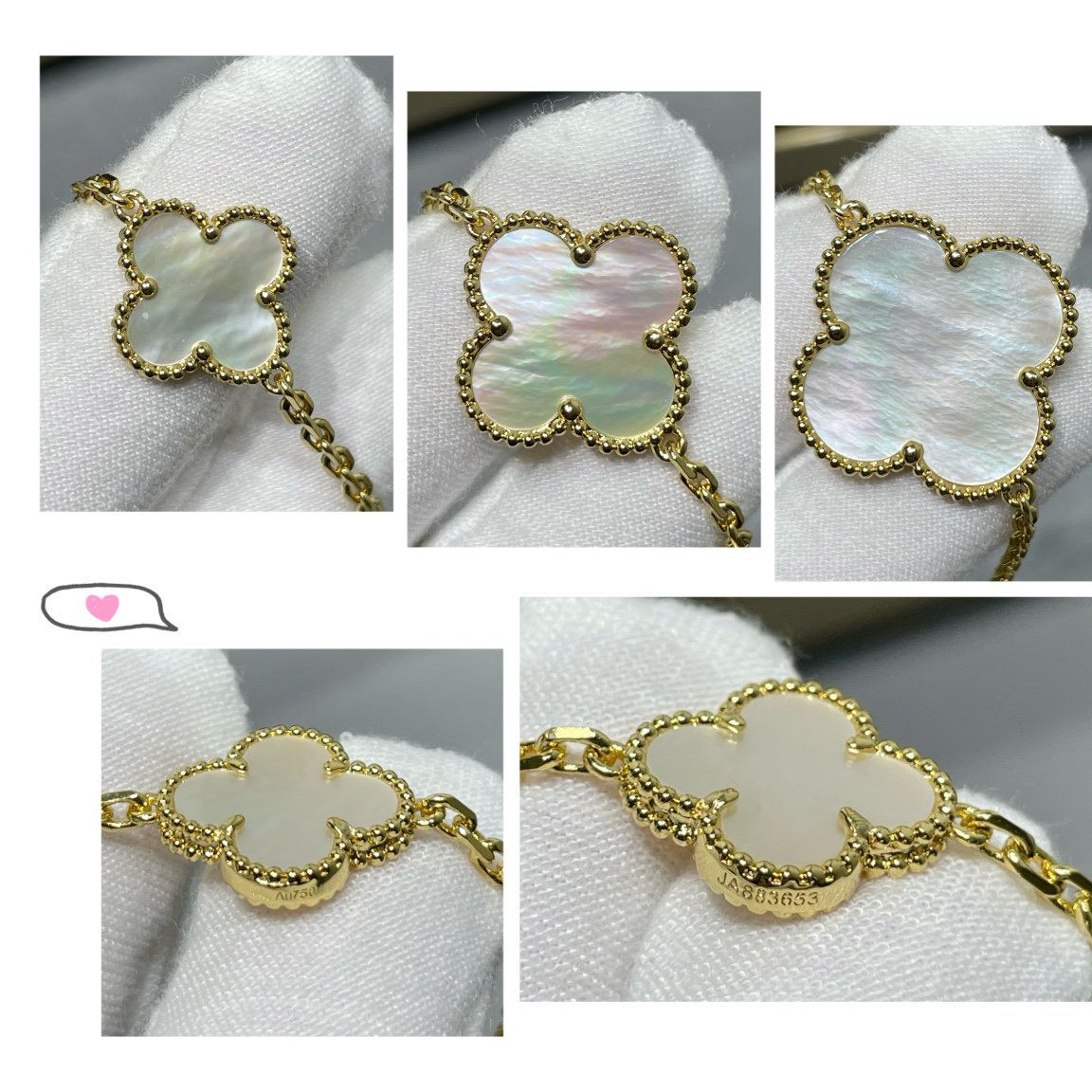 [Mystic Crown]CLOVER 16 MOTIF WHITE MOP GOLD NECKLACE
