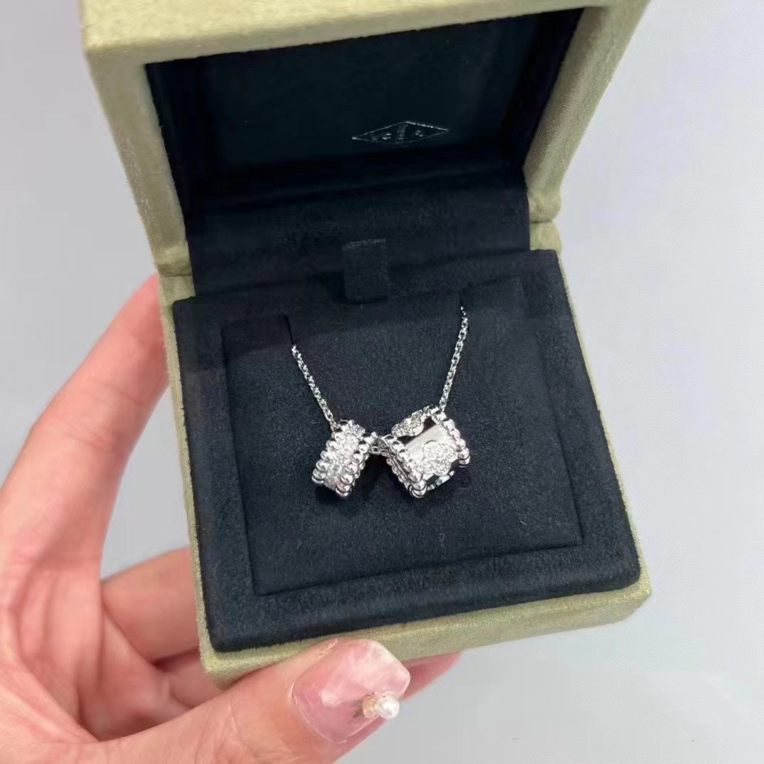 [Mystic Crown]PERLEE DOUBLE PENDANT SILVER DIAMOND NECKLACE