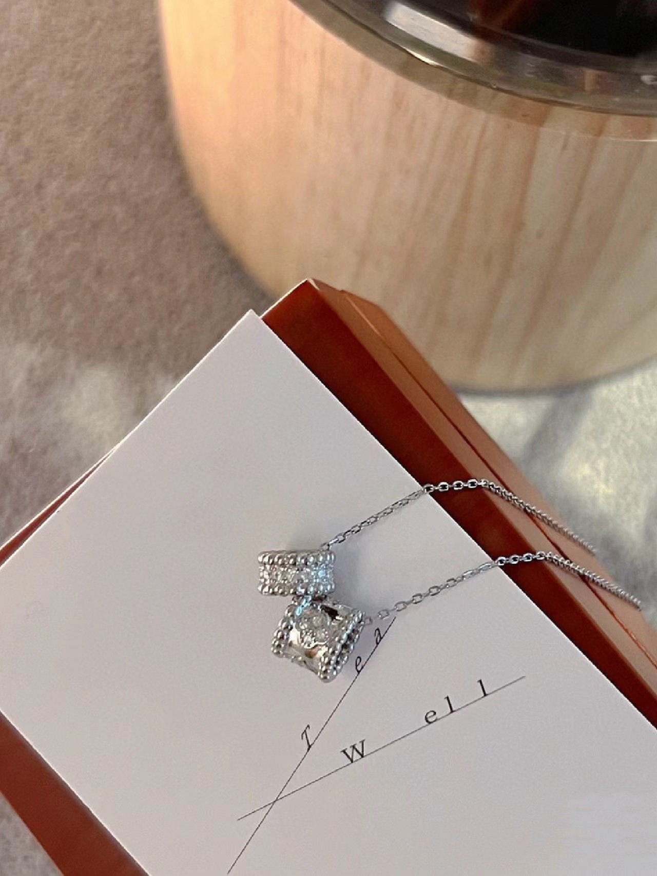 [Mystic Crown]PERLEE DOUBLE PENDANT SILVER DIAMOND NECKLACE