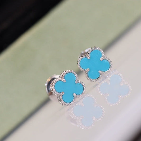 [Mystic Crown]CLOVER MINI TURQUOISE SILVER STUD EARRINGS