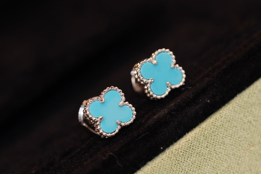 [Mystic Crown]CLOVER MINI TURQUOISE SILVER STUD EARRINGS