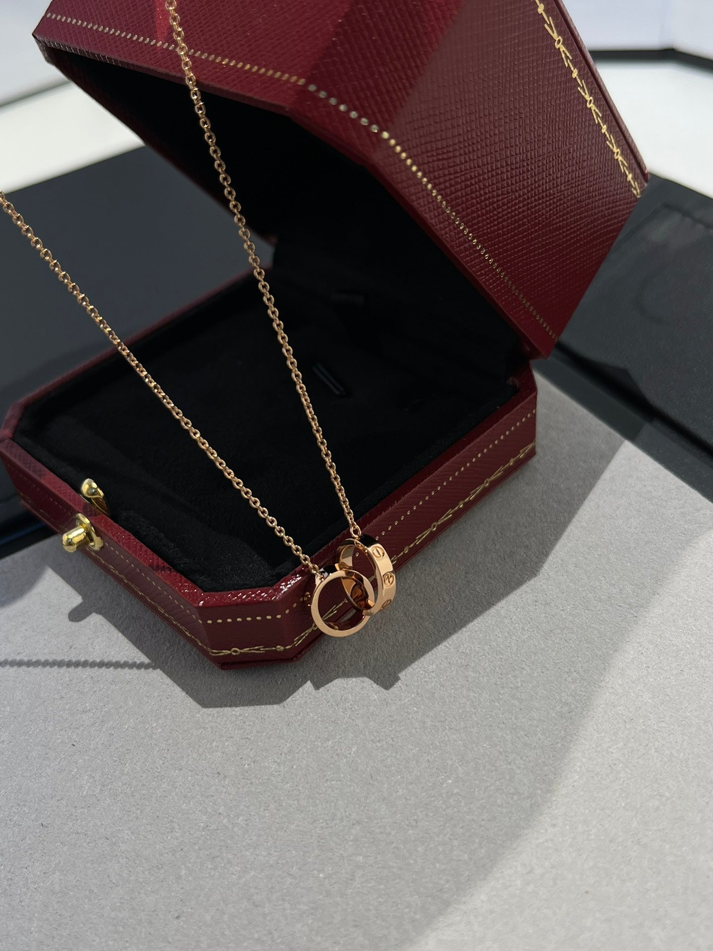 [Mystic Crown]LOVE NECKLACE DOUBLE RING PINK GOLD