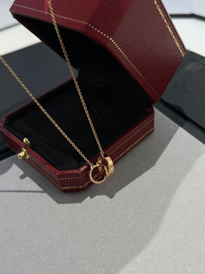 [Mystic Crown]LOVE NECKLACE DOUBLE RING PINK GOLD