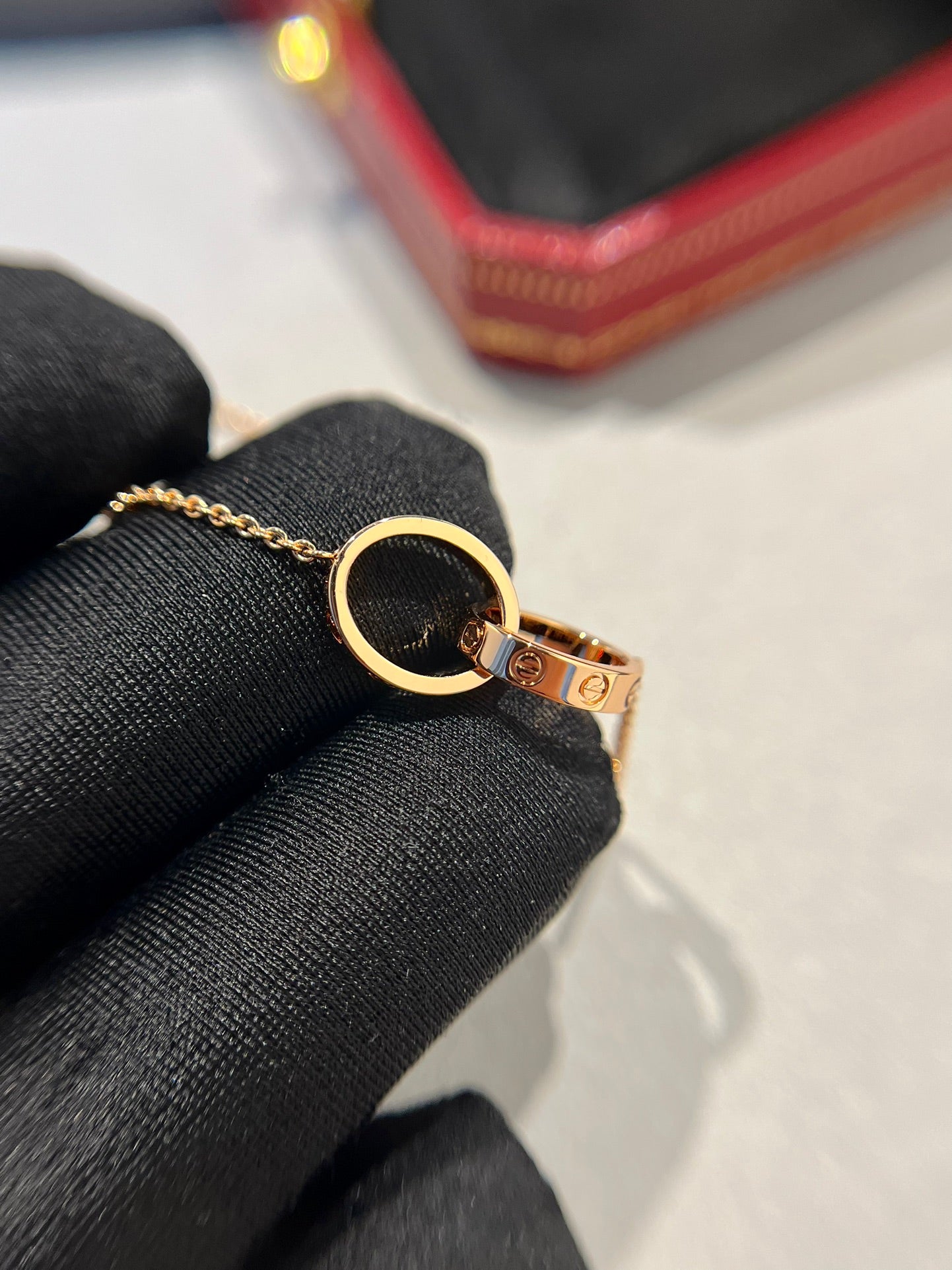 [Mystic Crown]LOVE NECKLACE DOUBLE RING PINK GOLD