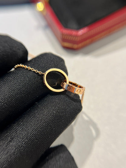 [Mystic Crown]LOVE NECKLACE DOUBLE RING PINK GOLD