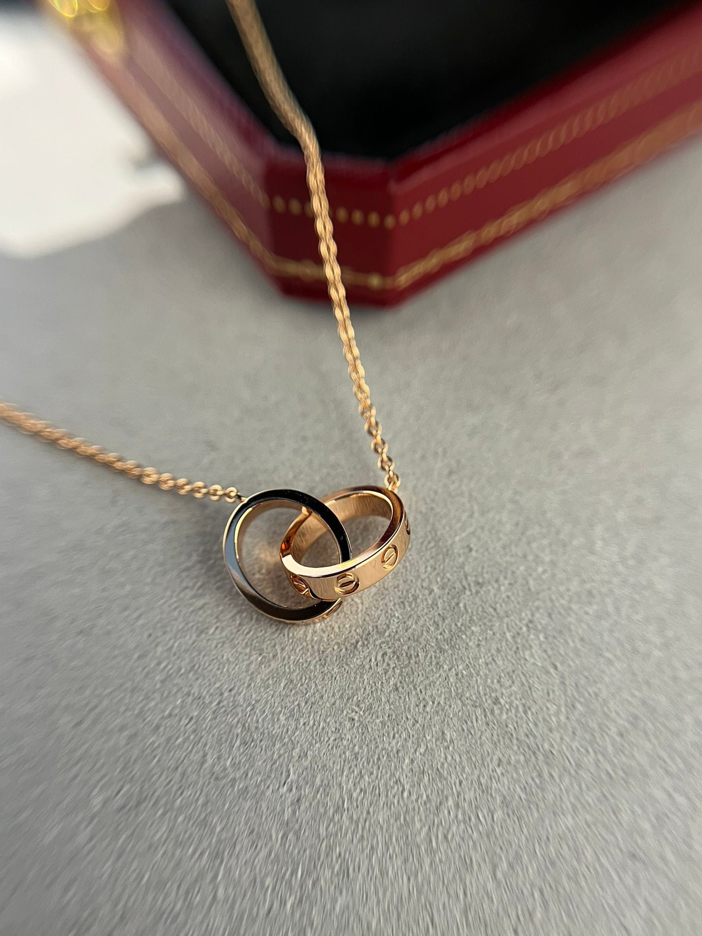 [Mystic Crown]LOVE NECKLACE DOUBLE RING PINK GOLD