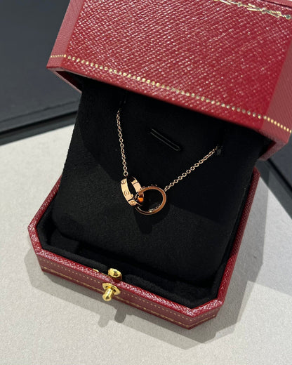 [Mystic Crown]LOVE NECKLACE DOUBLE RING PINK GOLD