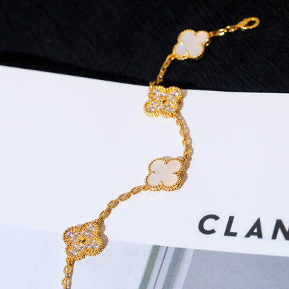 [Mystic Crown]CLOVER BRACELET 5 MOTIF WHITE MOP DIAMOND