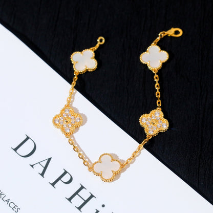 [Mystic Crown]CLOVER BRACELET 5 MOTIF WHITE MOP DIAMOND