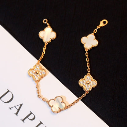 [Mystic Crown]CLOVER BRACELET 5 MOTIF WHITE MOP DIAMOND