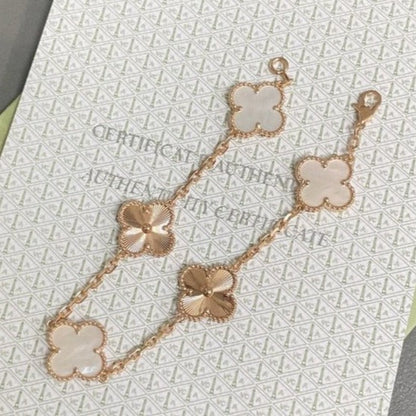 [Mystic Crown]CLOVER BRACELET 5 MOTIF WHITE MOP PINK GOLD