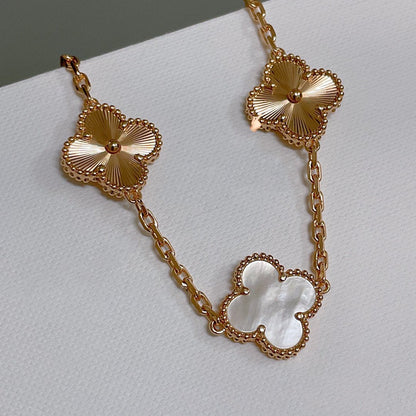 [Mystic Crown]CLOVER BRACELET 5 MOTIF WHITE MOP PINK GOLD