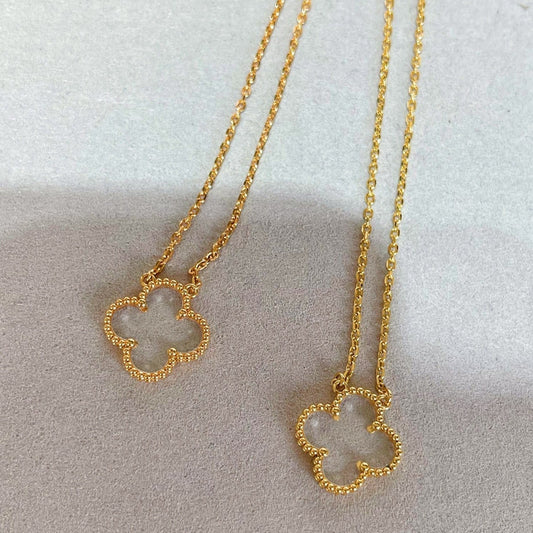 [Mystic Crown]CLOVER ROCK CRYSTAL ROSE GOLD NECKLACE
