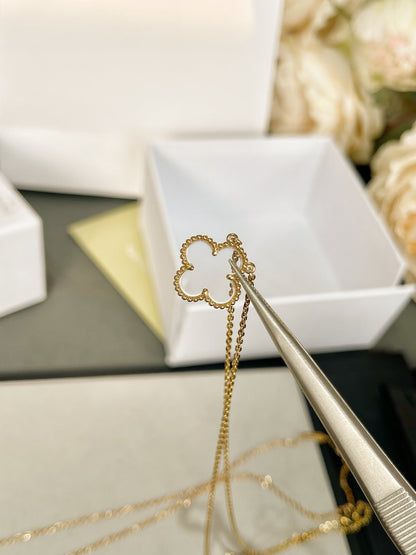 [Mystic Crown]CLOVER ROCK CRYSTAL ROSE GOLD NECKLACE
