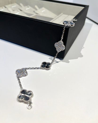 [Mystic Crown]CLOVER 5 MOTIF SILVER DIAMOND BRACELET