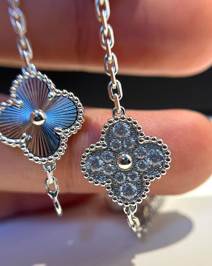 [Mystic Crown]CLOVER 5 MOTIF SILVER DIAMOND BRACELET