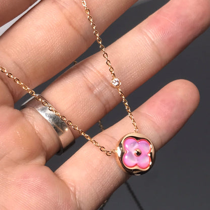 [Mystic Crown]COLOR BLOSSOM PINK MOP SUN GOLD NECKLACE