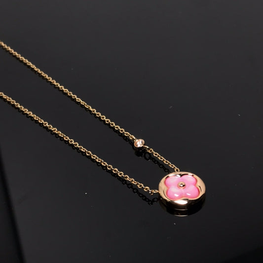 [Mystic Crown]COLOR BLOSSOM PINK MOP SUN GOLD NECKLACE