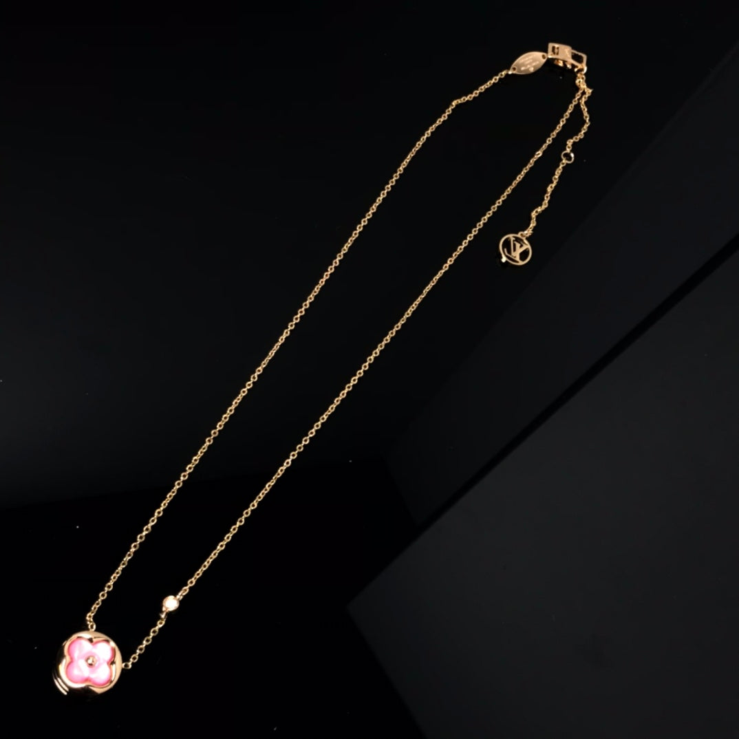 [Mystic Crown]COLOR BLOSSOM PINK MOP SUN GOLD NECKLACE