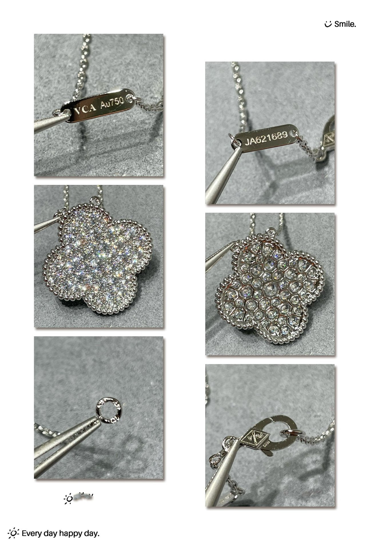 [Mystic Crown]CLOVER 25MM LARGE PENDANT DIAMOND PAVED SILVER NECKLACE