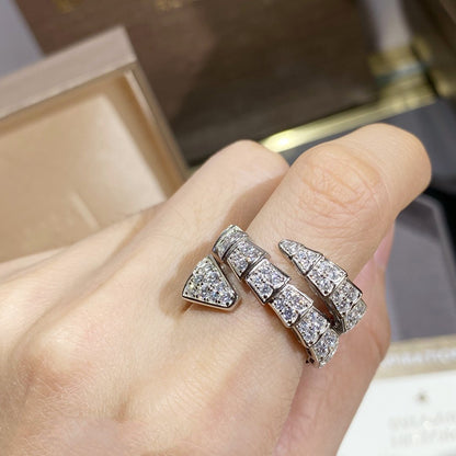 [Mystic Crown]SERPENTI DOUBLE RING SILVER DIAMOND PAVED