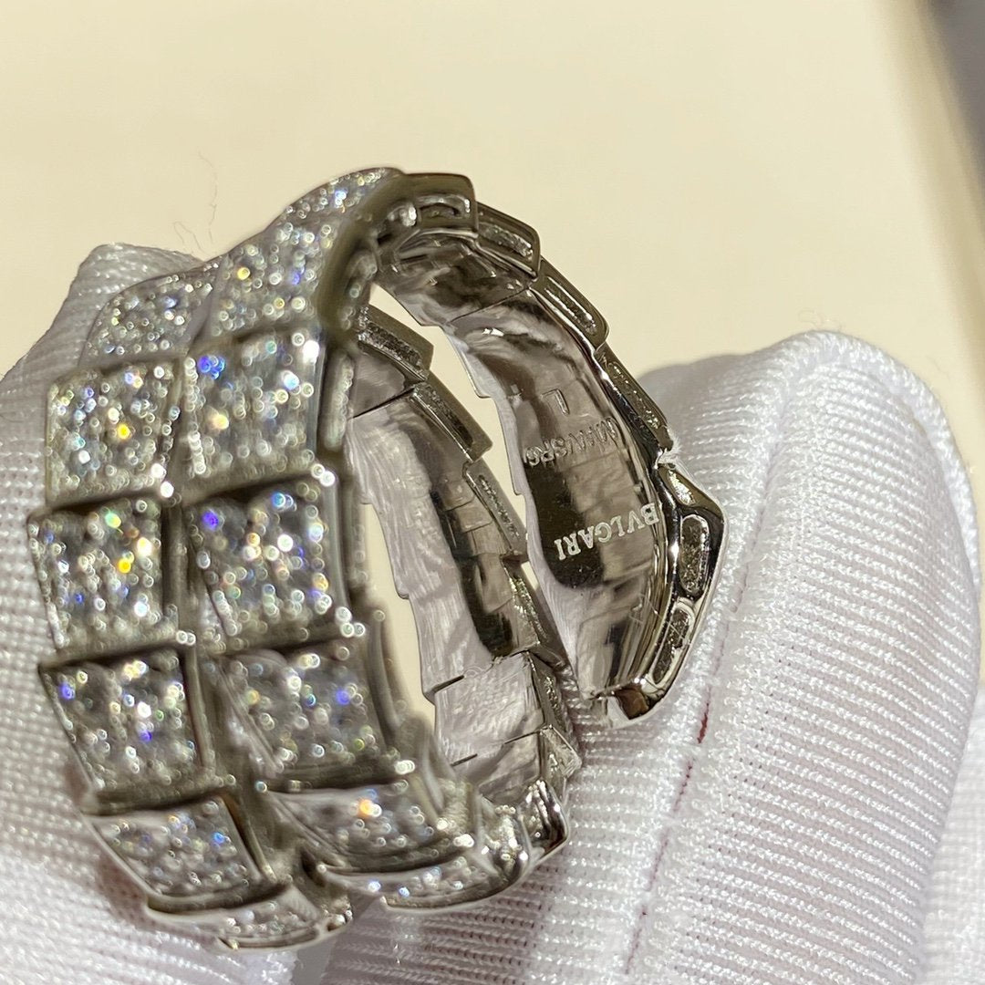 [Mystic Crown]SERPENTI DOUBLE RING SILVER DIAMOND PAVED