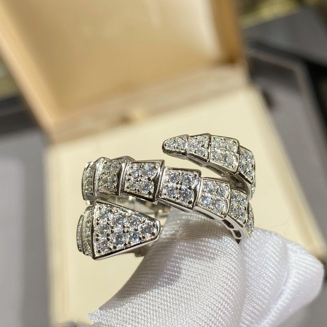 [Mystic Crown]SERPENTI DOUBLE RING SILVER DIAMOND PAVED