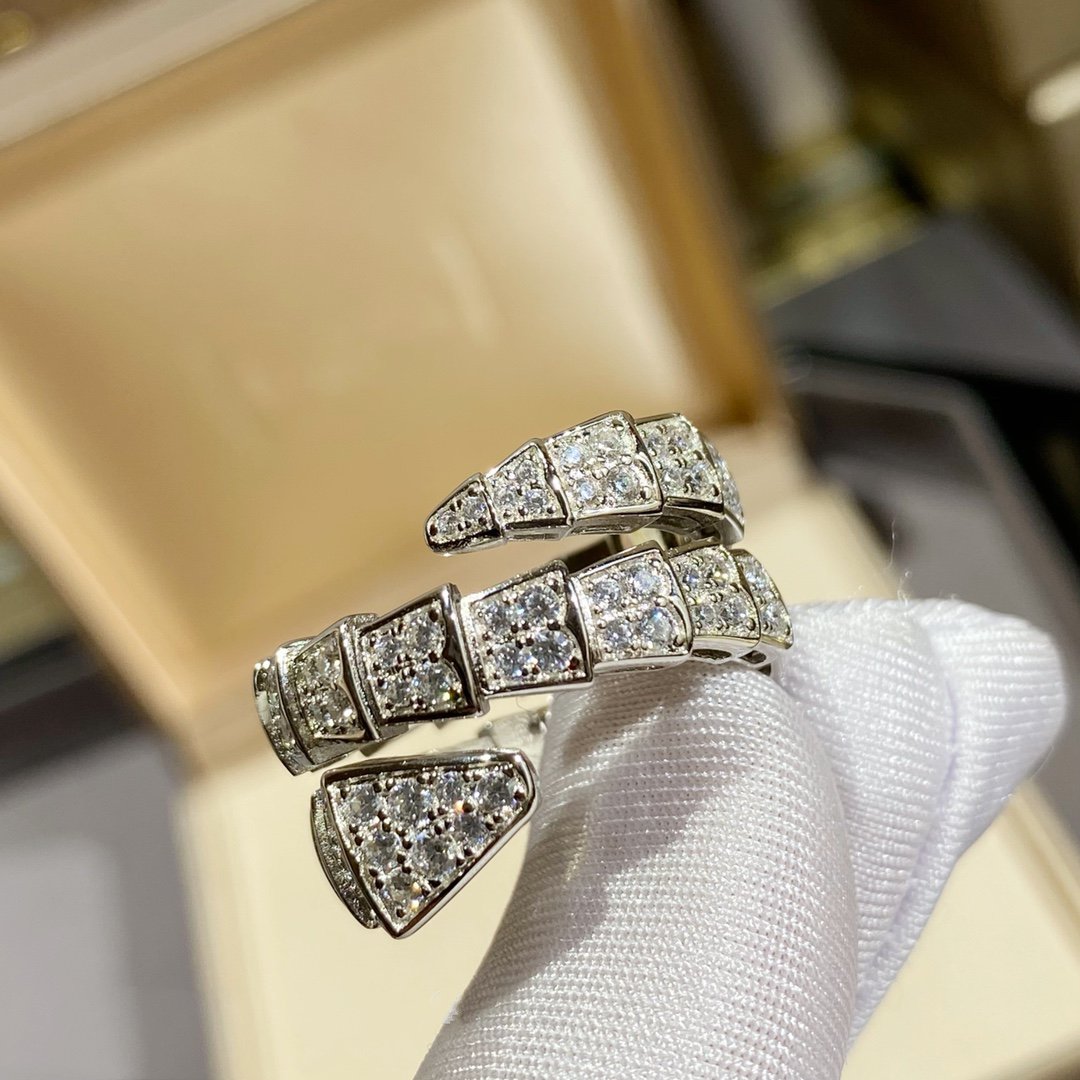 [Mystic Crown]SERPENTI DOUBLE RING SILVER DIAMOND PAVED
