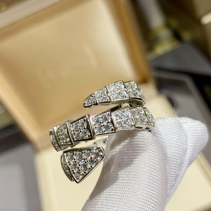 [Mystic Crown]SERPENTI DOUBLE RING SILVER DIAMOND PAVED