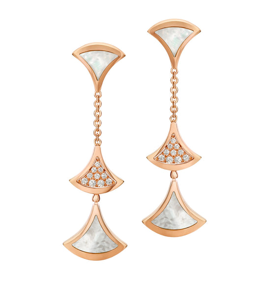 [Mystic Crown]DREAM EARRINGS 3 MOTIFS DIAMOND MOP PINK GOLD