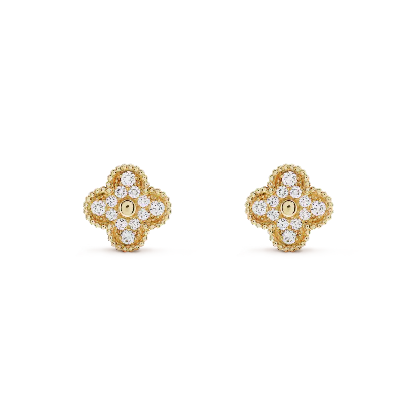 [Mystic Crown]CLOVER MEDIUM 1 MOTIFS FUll DIAMOND EARRINGS
