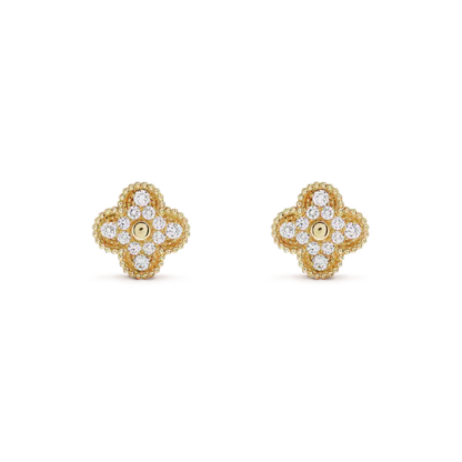[Mystic Crown]CLOVER MEDIUM 1 MOTIFS FUll DIAMOND EARRINGS
