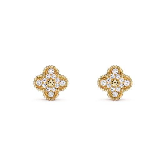 [Mystic Crown]CLOVER MEDIUM 1 MOTIFS FUll DIAMOND EARRINGS