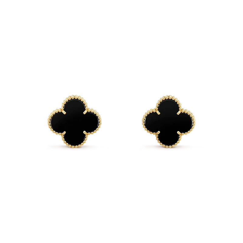 [Mystic Crown]CLOVER MEDIUM 1 MOTIFS  ONYX STUD EARRINGS