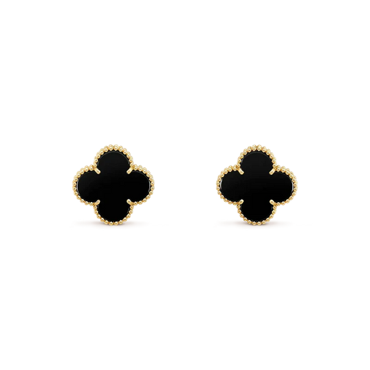 [Mystic Crown]CLOVER MEDIUM 1 MOTIFS  ONYX STUD EARRINGS