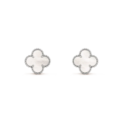 [Mystic Crown]CLOVER MEDIUM 1 MOTIFS  WHITE MOP EARRINGS SILVER