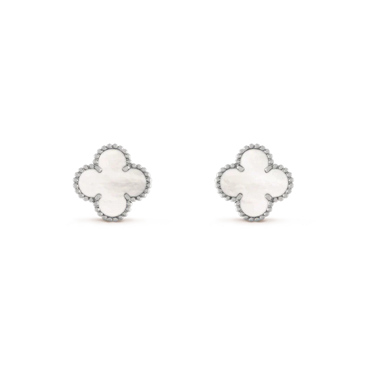 [Mystic Crown]CLOVER MEDIUM 1 MOTIFS  WHITE MOP EARRINGS SILVER