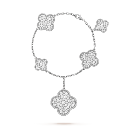 [Mystic Crown]CLOVER 6 MOTIFS SILVER DIAMOND BRACELET