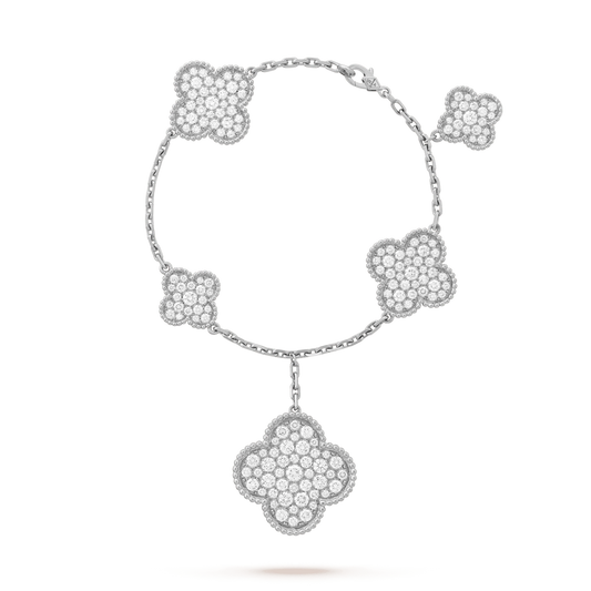 [Mystic Crown]CLOVER 6 MOTIFS SILVER DIAMOND BRACELET
