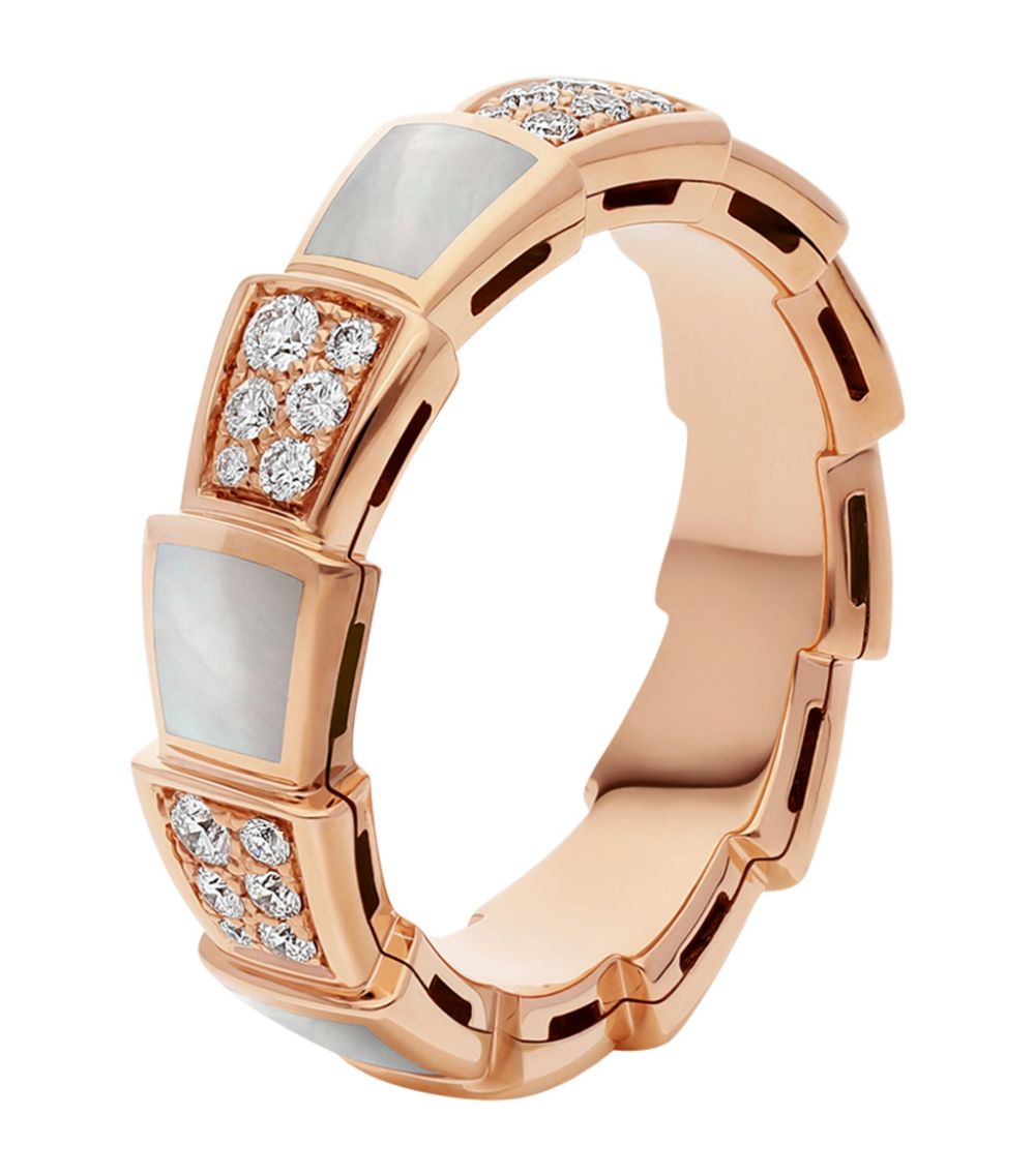 [Mystic Crown]SERPENTI RING PINK GOLD MOP DIAMOND PAVED 4MM