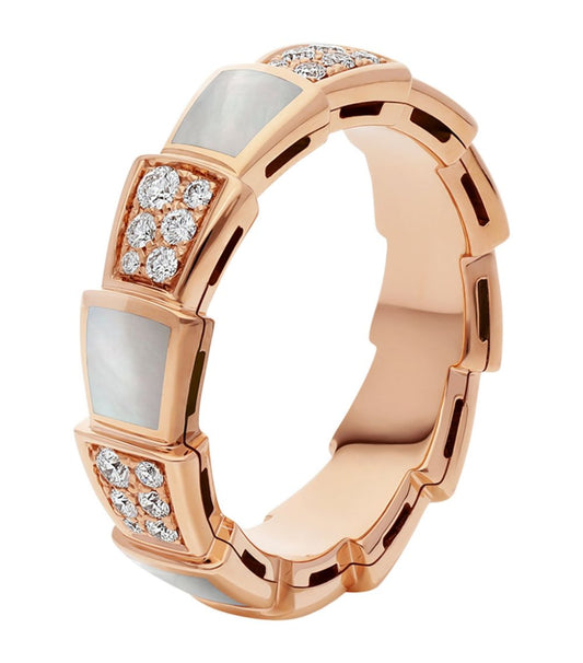 [Mystic Crown]SERPENTI RING PINK GOLD MOP DIAMOND PAVED 4MM