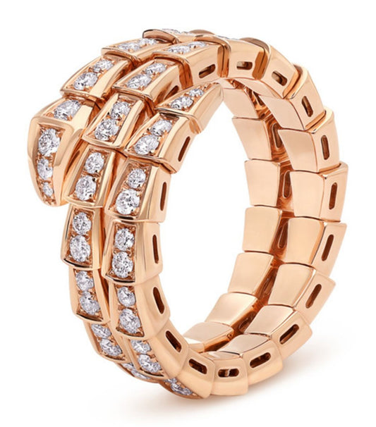 [Mystic Crown]SERPENTI RING PINK GOLD DIAMOND DOUBLE ROW