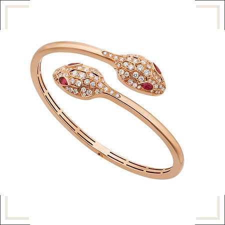 [Mystic Crown]SERPENTI BRACELET PINK GOLD DIAMOND DOUBLE SNAKE