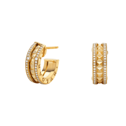 [Mystic Crown]ZERO 1 ROCK GOLD EARRINGS WITH STUDDED SPIRAL AND PAVED DIAMONDS